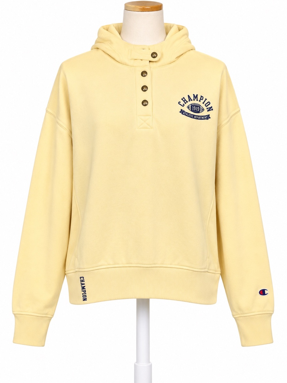 Champion Women's Light Yellow Button-Front Hoodie